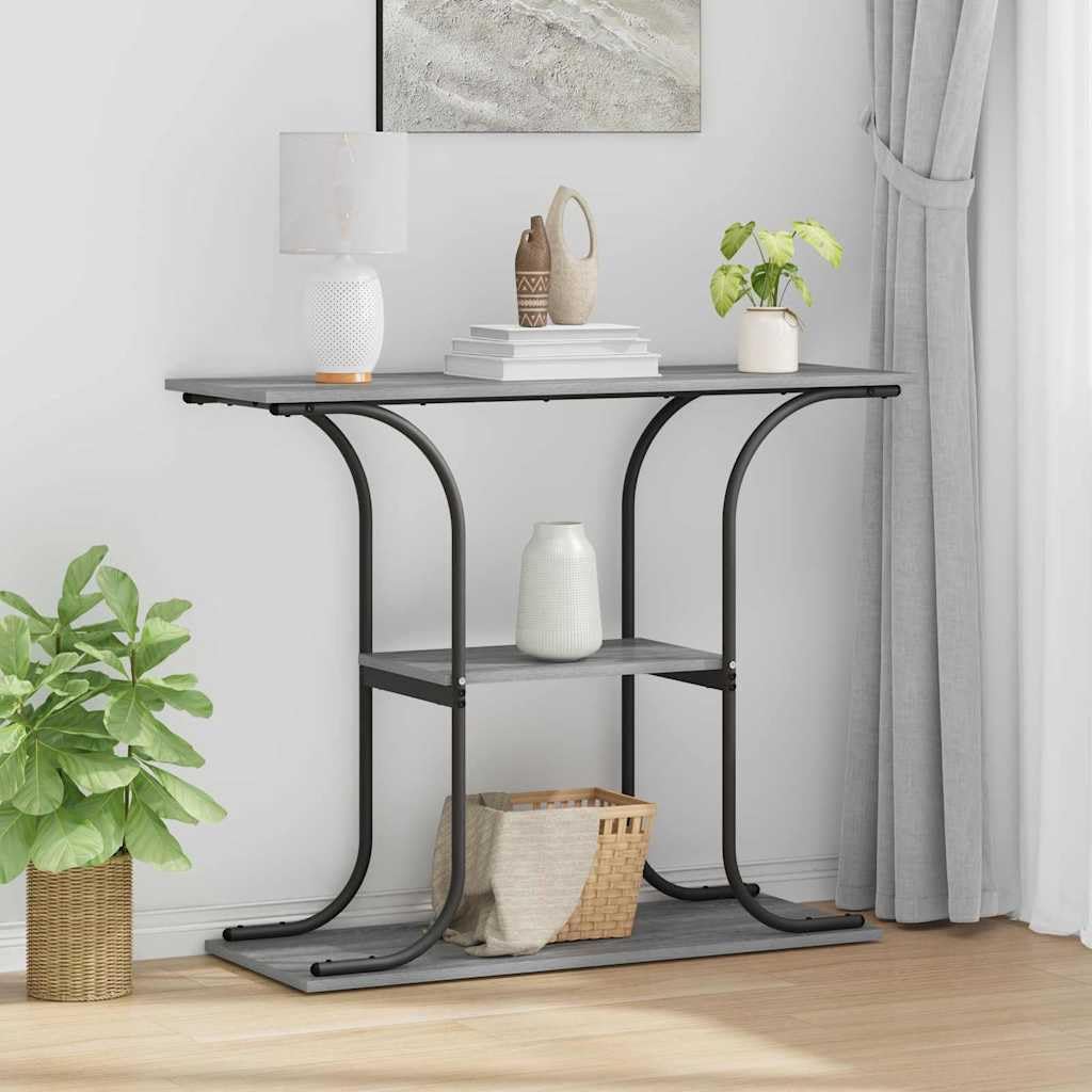SXZenSpace Console Table Grey Sonoma 101 x 35 80.5 cm Engineered Wood with Modern Design and Spacious Shelf for Hallway, Living Room or Bedroom