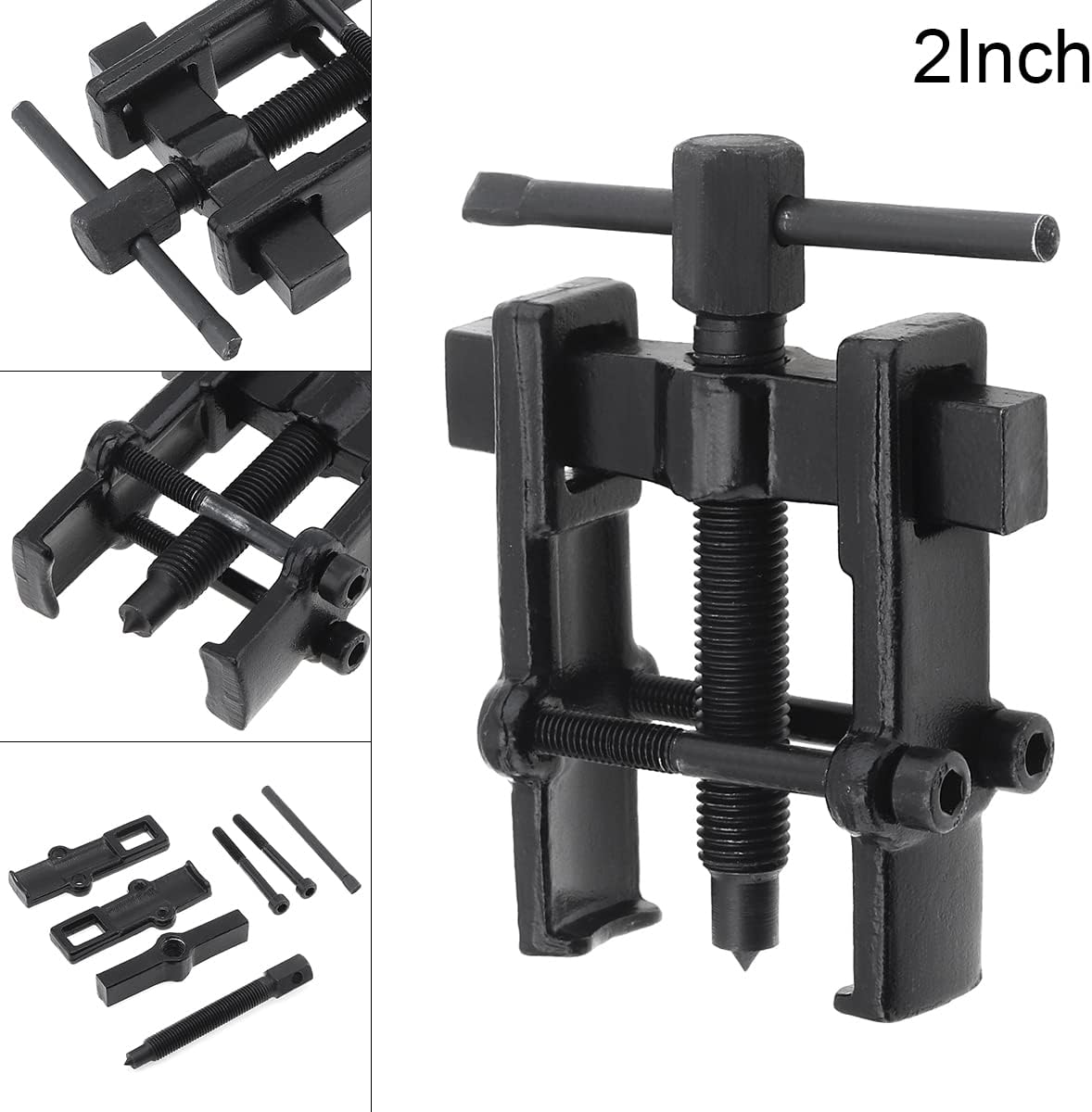 2 Inch Small Bearing Gear Puller Remover Tool, Adjustable Two Jaw Pump Removing Kit High Carbon Steel for Motorcycle Automotive Wheel (2 inches)