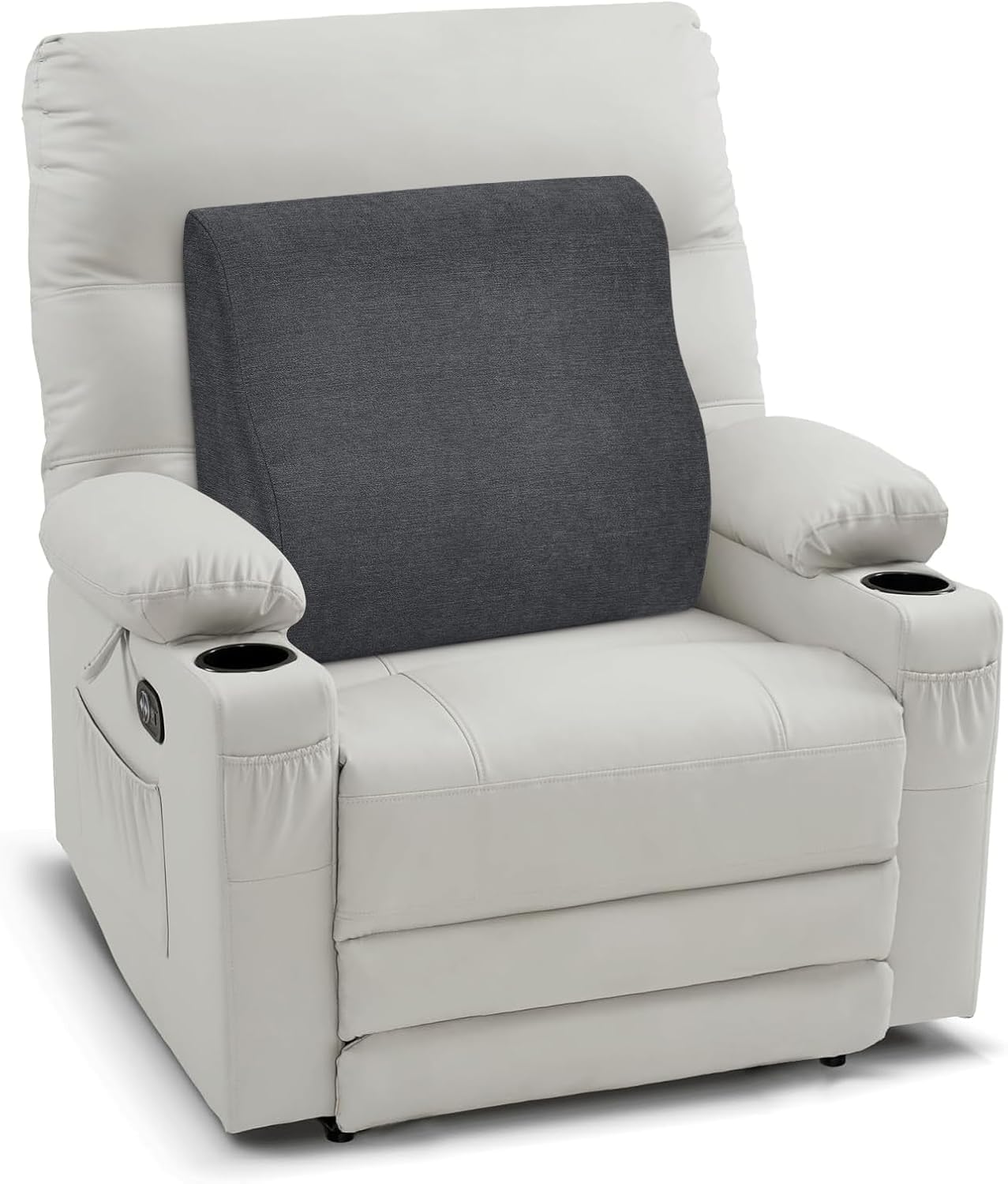 TANYOO Cojín lumbar ergonómico para personas mayores, cojín lumbar para silla de oficina, asiento de coche, silla de ruedas, lavable, gris oscuro