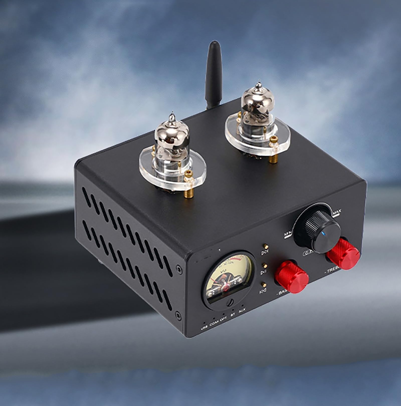 Amplificatore con valvola Hi-Fi, ricevitore audio stereo, tubo digitale a due canali multifunzione, lettore musicale con scheda TF USB, regolazione alti e bassi, con misuratore VU, per Home Theater