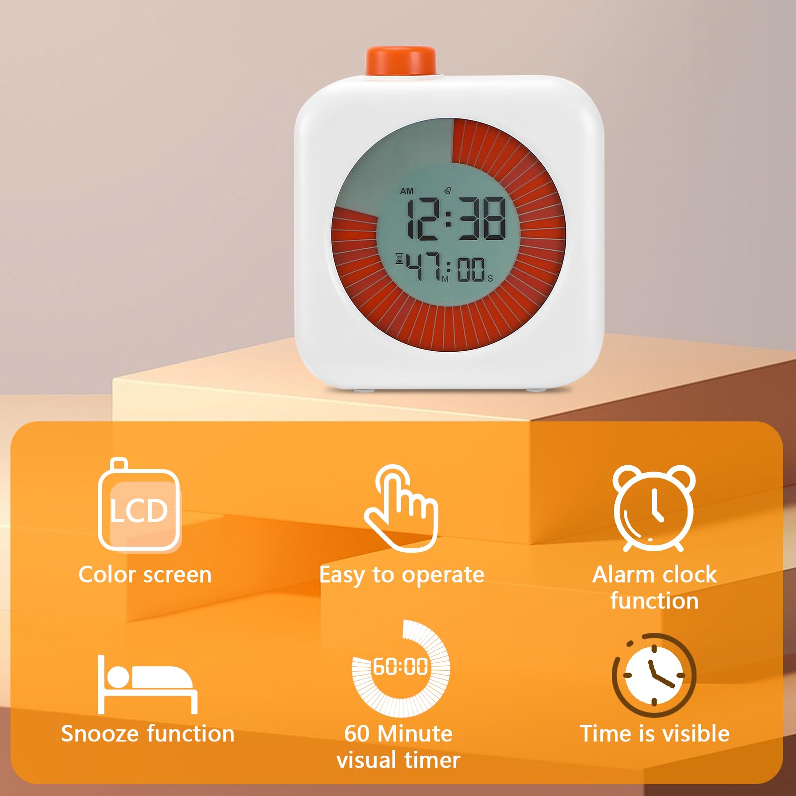 LifeLAZA Visueller Timer 60 Minuten – Donut-Design, Countdown-Uhr Für Küche, Büro & Kinder