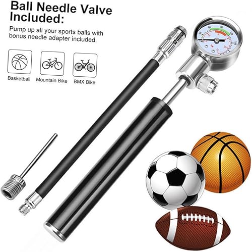 Miniatura 4 de Bomba de bicicleta portátil de alta presión con manómetro para válvulas francesas de EE. UU., Compacta, ligera, infladora de neumáticos de