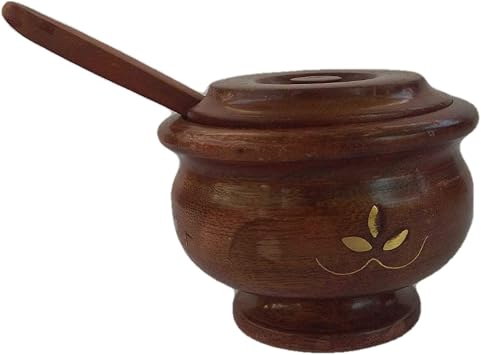 Wooden Antique Design Supari Daan with Spoon Handcarved 2.5x4 Inch | Made by Awarded Indian Artisan