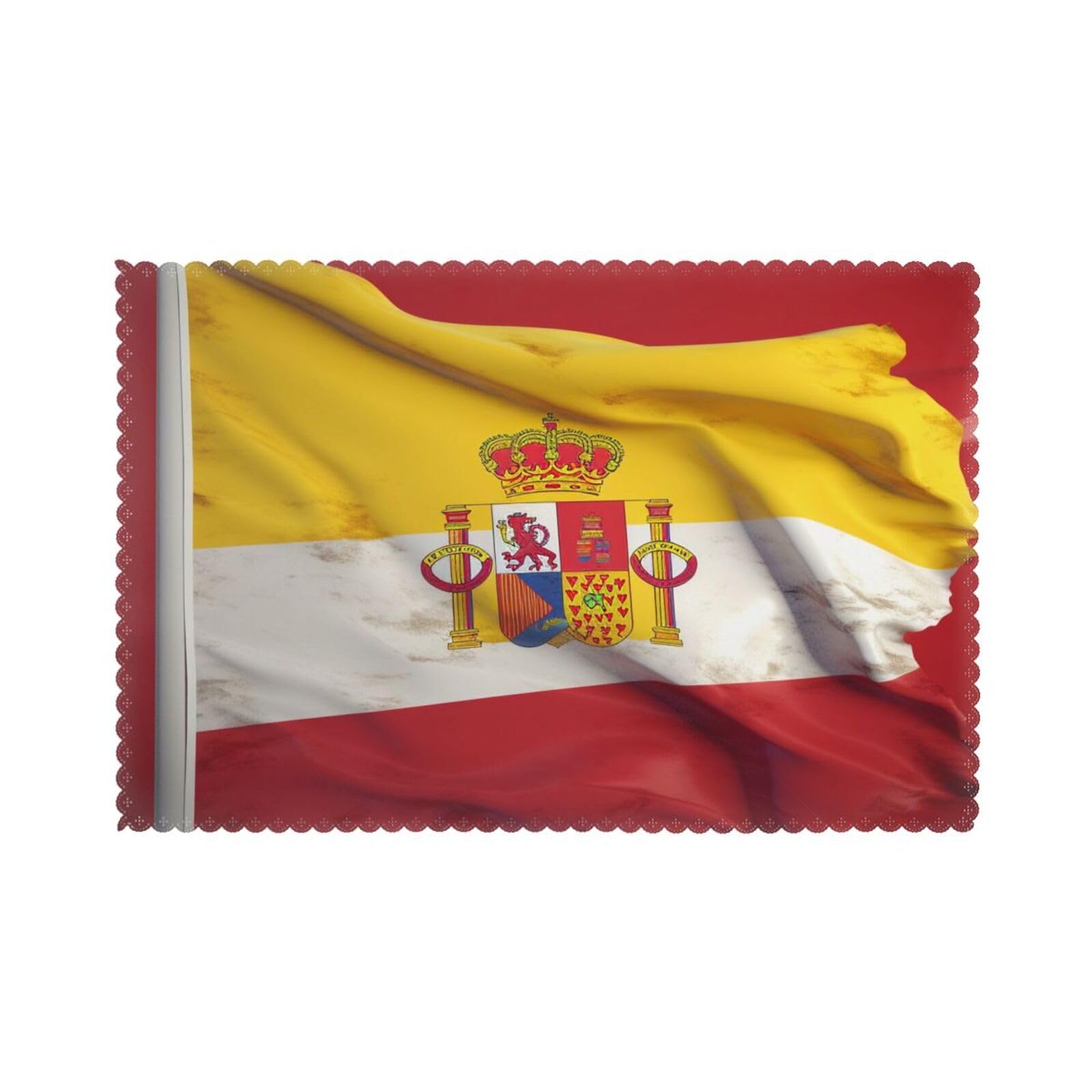 Spain Flag Printed Placemat Heat Resistant Place Mats Set of 6 PCS Washable Kitchen Table Mats, 12x18 Inch
