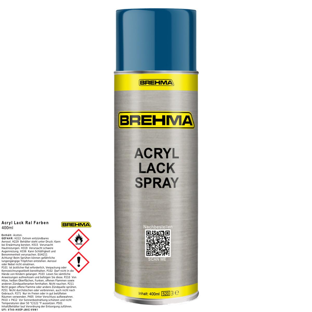 24x Acryl Lackspray Ral 5010 Enzianblau glänzend Lack Farbe Sprühfarbe 400ml inkl. Griff
