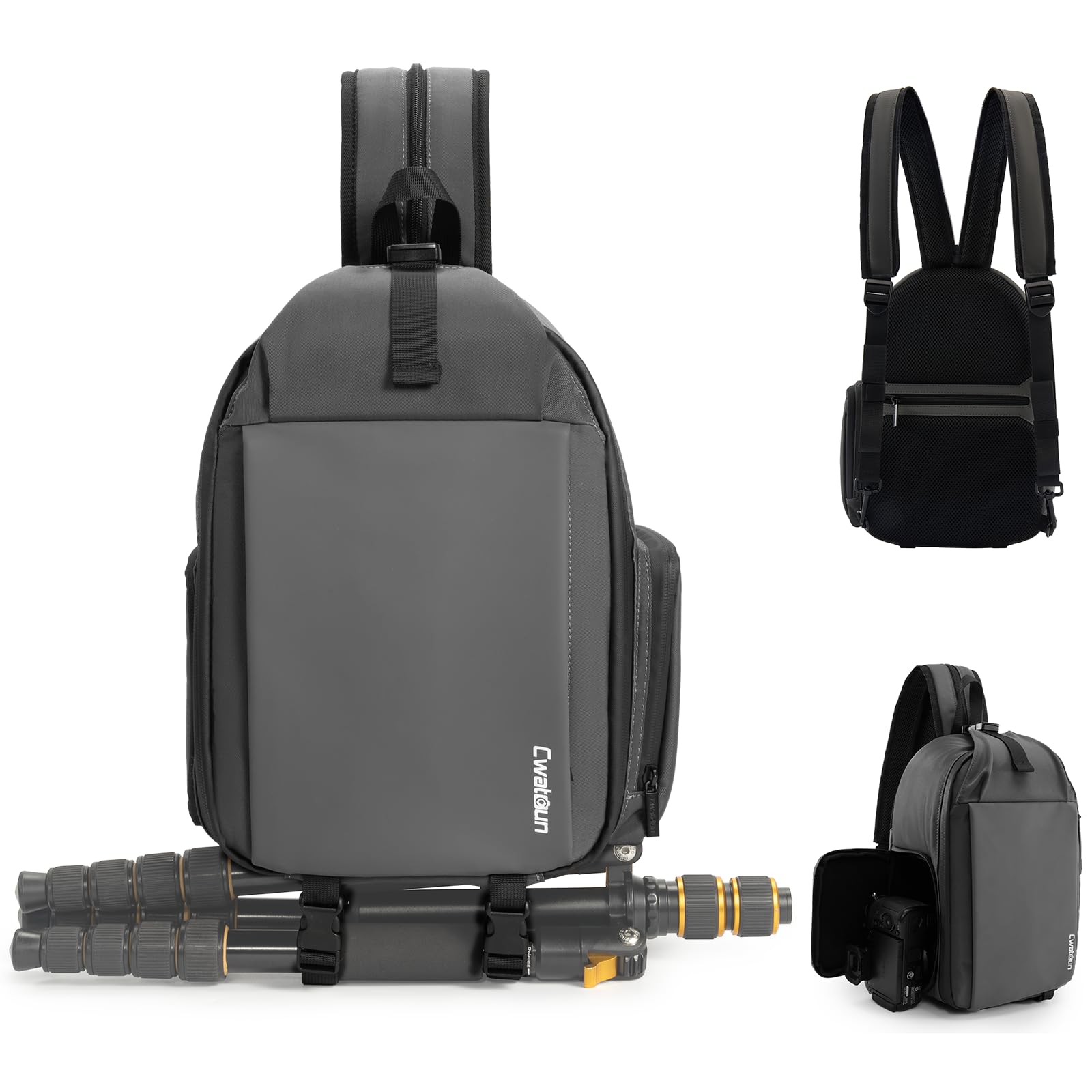 Cwatcun Camera Bag，SLR DSLR Canvas Sling Bag Small Compact Camera Shoulder Bag Crossbody Camera Case photography Purse with Padded Shoulder Strap for