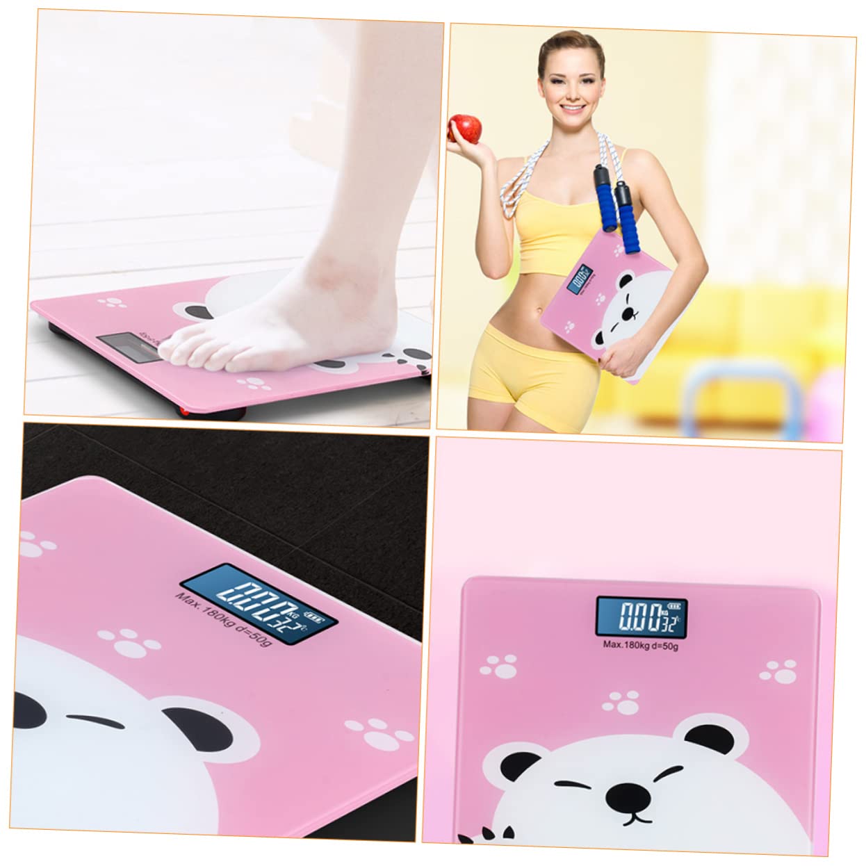 Multi Functional Digital Weight Scale with LCD Screen Capacity High Precision for Boy Girl Pets Adults Flat Design for Easy Storage and Readings in Any Light