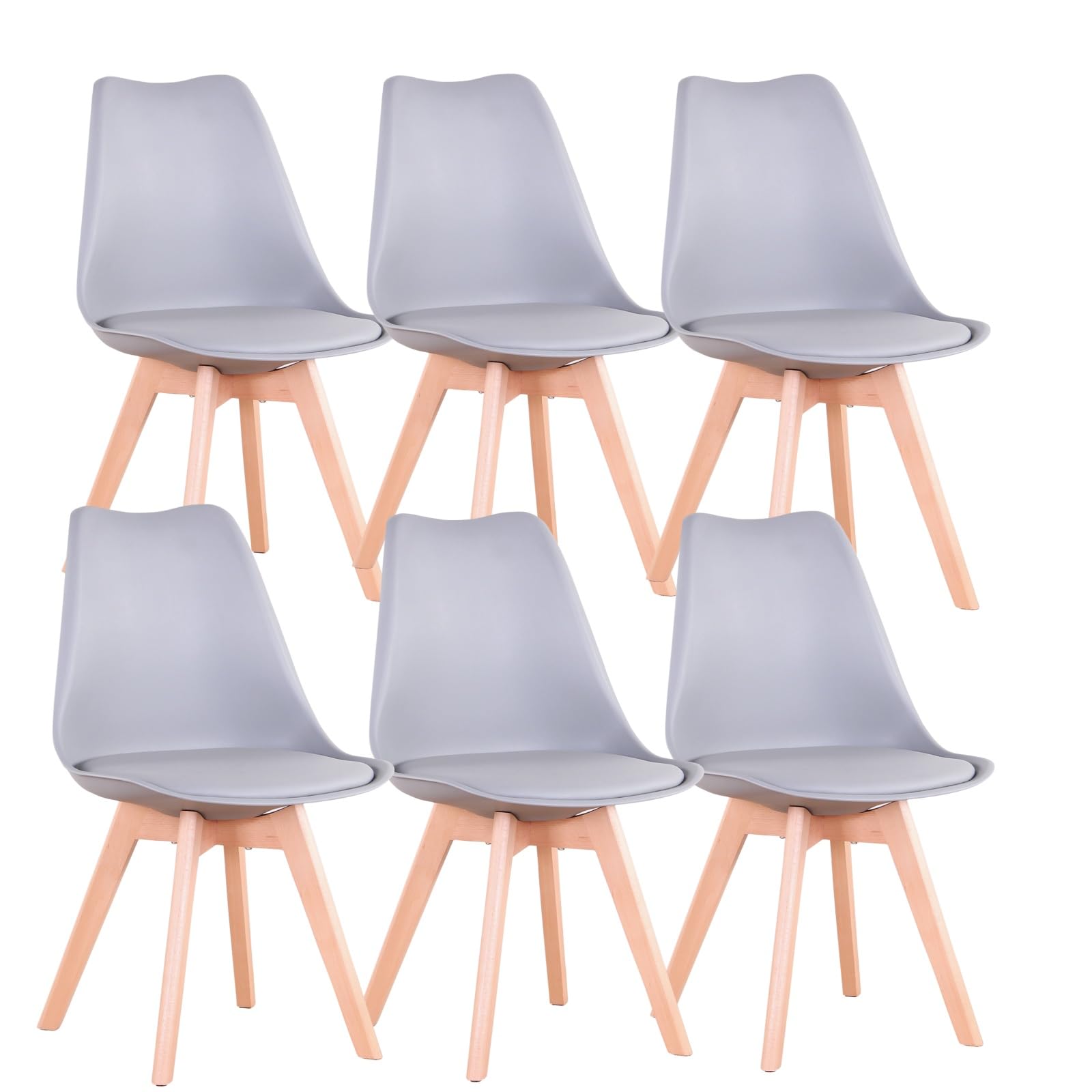 Set 6 sedie grigie sala da pranzo Sedie Soggiorno 6 Sedie Tavolo da Pranzo Sedie Cucina Moderne,Per Arredo Sala da Pranzo,Cucina e Ufficio,con Seduta Imbottita e Gambe in Legno di Faggio,Grigie