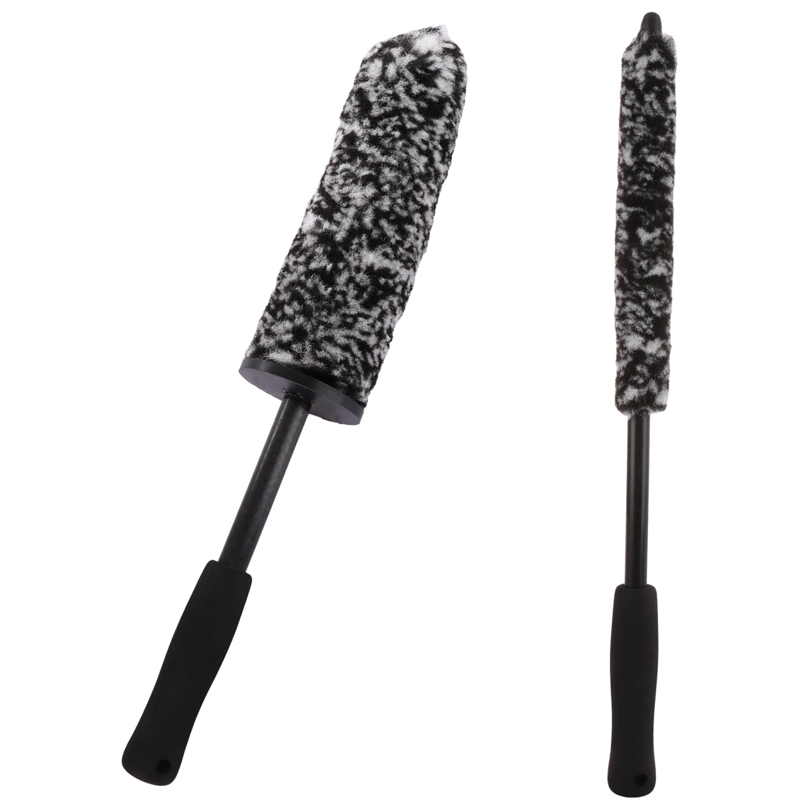 ASelected 2 Pcs Car Wheel Brushes,Soft Alloy Wheel Brush Microfibre,Rim Cleaning Brush Long Handle Vehicle Wheel Brushes Kit,Black Brush for Cleaning Car Wheel,Different Size Bendable Car Tire Brush