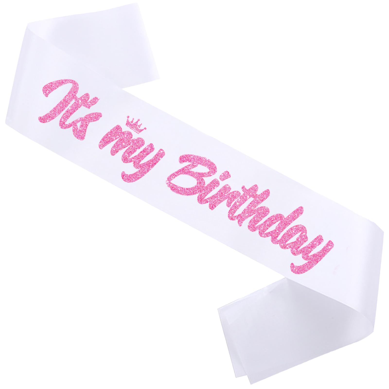 FSJJLLU It's My Birthday Sash White with Glitter Pink Letters Happy Birthday Sash for Women Girl Bday Gift Ideas Party Favors