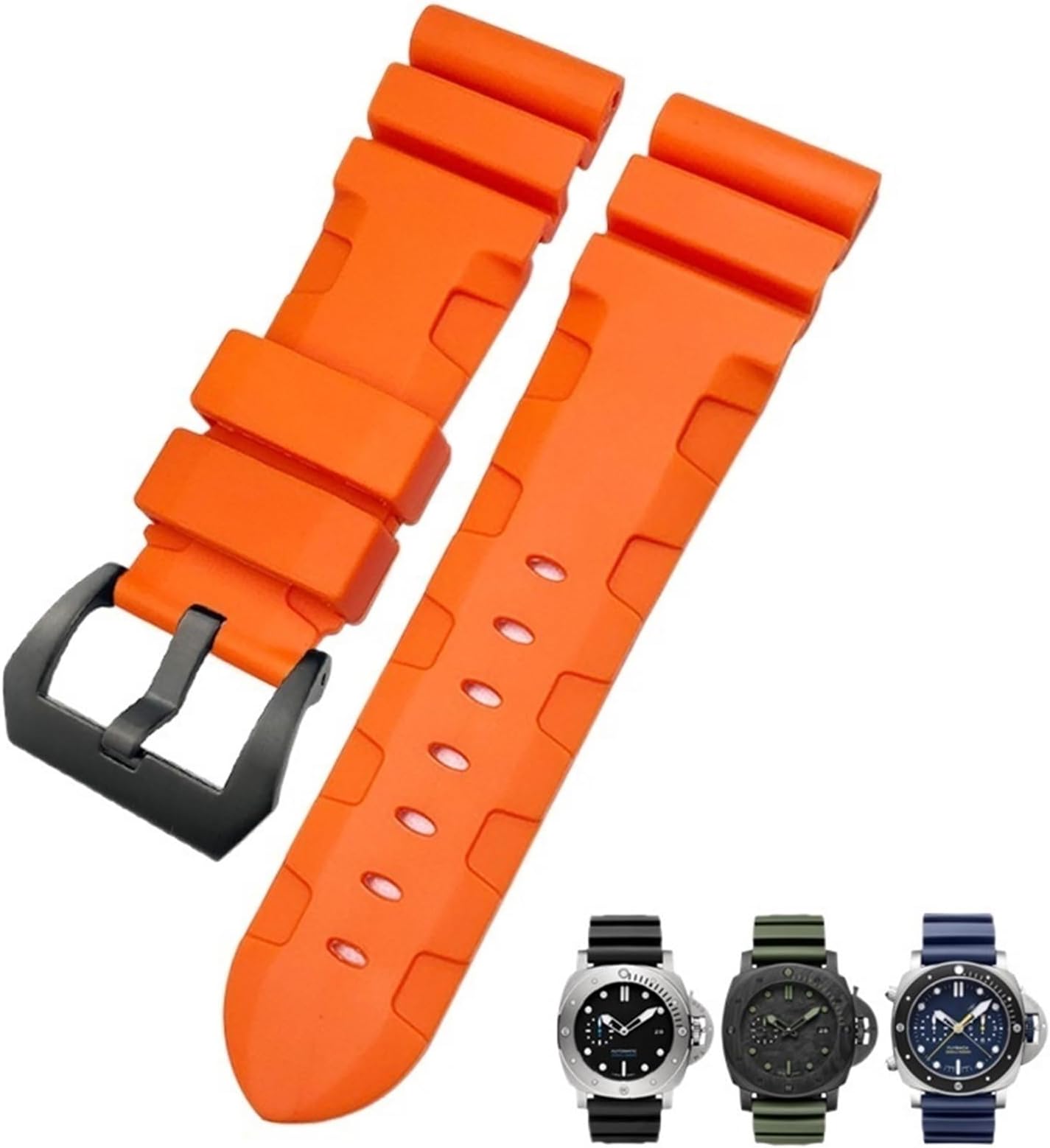 26mm 24mm Nature Rubber Watchband Fit for Panerai PAM Silicone Red Blue Watch Strap Waterproof Bracelets Tools