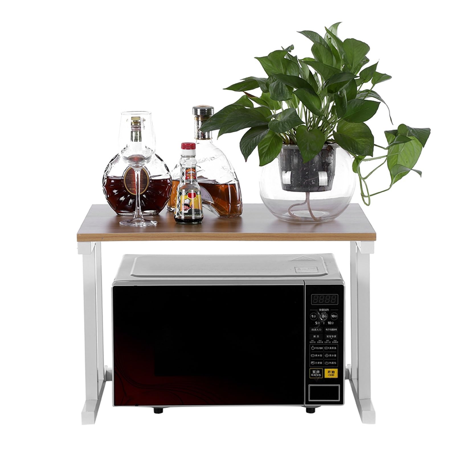 Dioche Mensola per forno a microonde, pittura in ferro inox + pannello ecologico, tostapane da cucina, tostapane da cucina, griglia per risparmio di spazio, 57 x 38 x 35 cm (bianco)