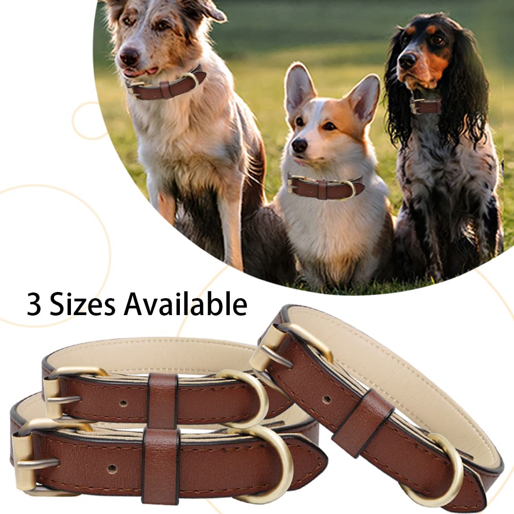 100% Genuine Soft Padded Leather Dog Collar | Adjustable, Comfortable, Studded Design
