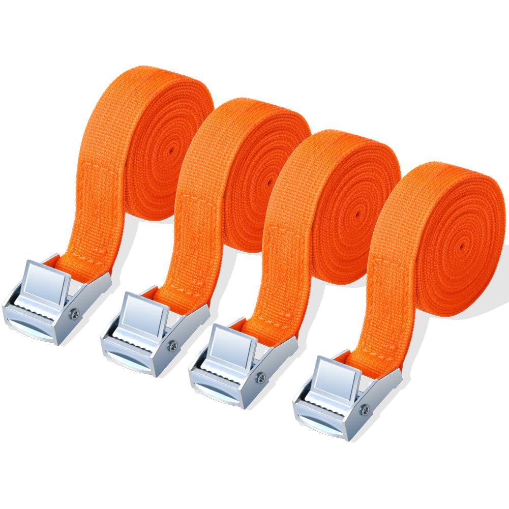 URAQT 4 Pcs 180kg Cinchas Correa de Amarre Rapido Hebilla, para Baca Coche, Portabicicletas, Surf, Bici, Kayak, Moto Resistente, 2M Naranja — view 9