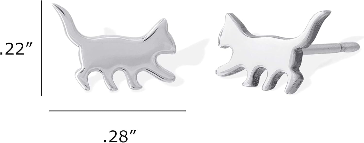 Boma Jewelry Sterling Silver Cat Silhouette Stud Earrings