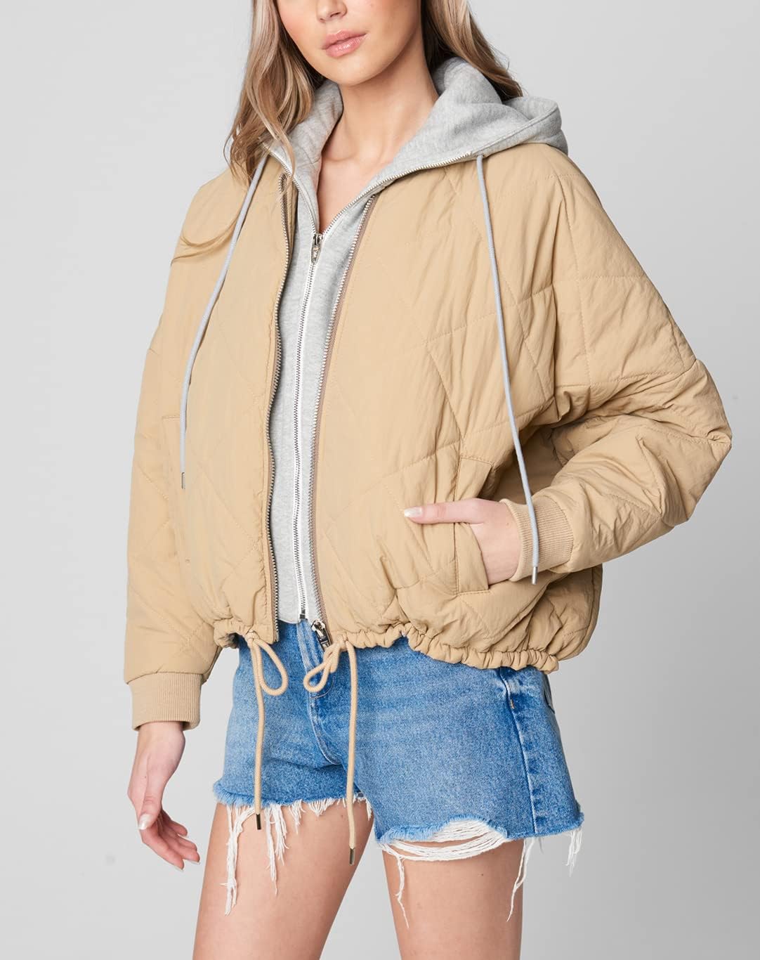 [BLANKNYC] womens Luxury Clothing Quilted Print Jacket, Comfortable & Stylish Windbreaker Coat - Image 3