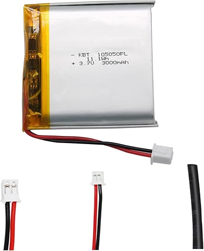 Batería de polímero de litio KBT 3.7V 3000mAh 105050 Reemplazo de baterías recargables de iones de litio con conector JST 2.54 para monitor de bebé,