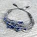 Lapis Lazuli Bracelet Gray String Beach Style Blue Stone Chips Braided Woven Macrame Knot Boho Jewelry for Women Handmade by RUMI SUMAQ