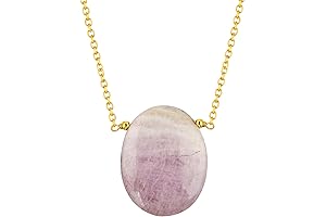 Thecraftman Natural Kunzite Oval Cabochon Necklace: A Spark of Healing and Beauty