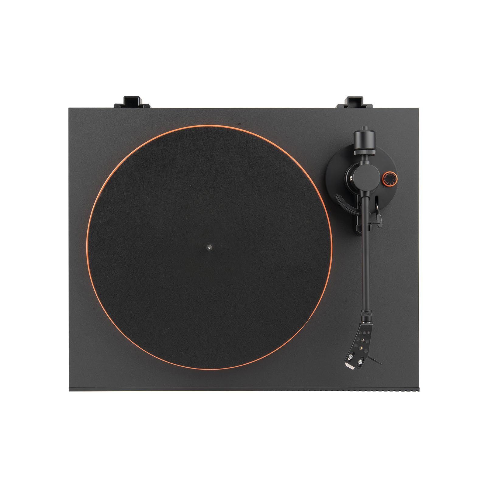 JBL Spinner BT, Giradischi Bluetooth con AptX-HD, Portatestina Rimovibile, Piatto in Alluminio con Trasmissione a Cinghia, Cartuccia Preinstallata con Magnete Mobile di Alta Qualità, Nero e Arancione