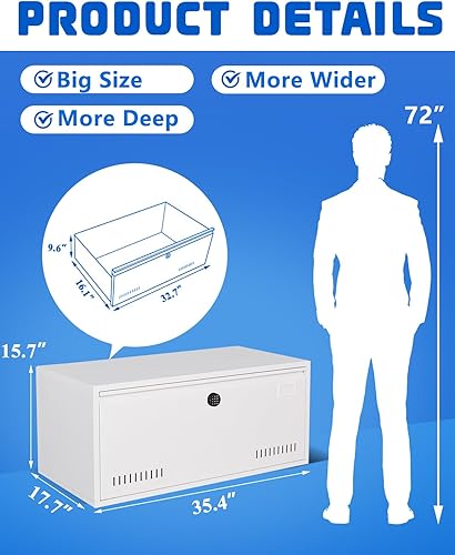 Miniatura 2 de KAER Archivador, archivador lateral de metal con cerradura, archivador electrónico, archivador de cajón grande, archivador para oficina en casa,