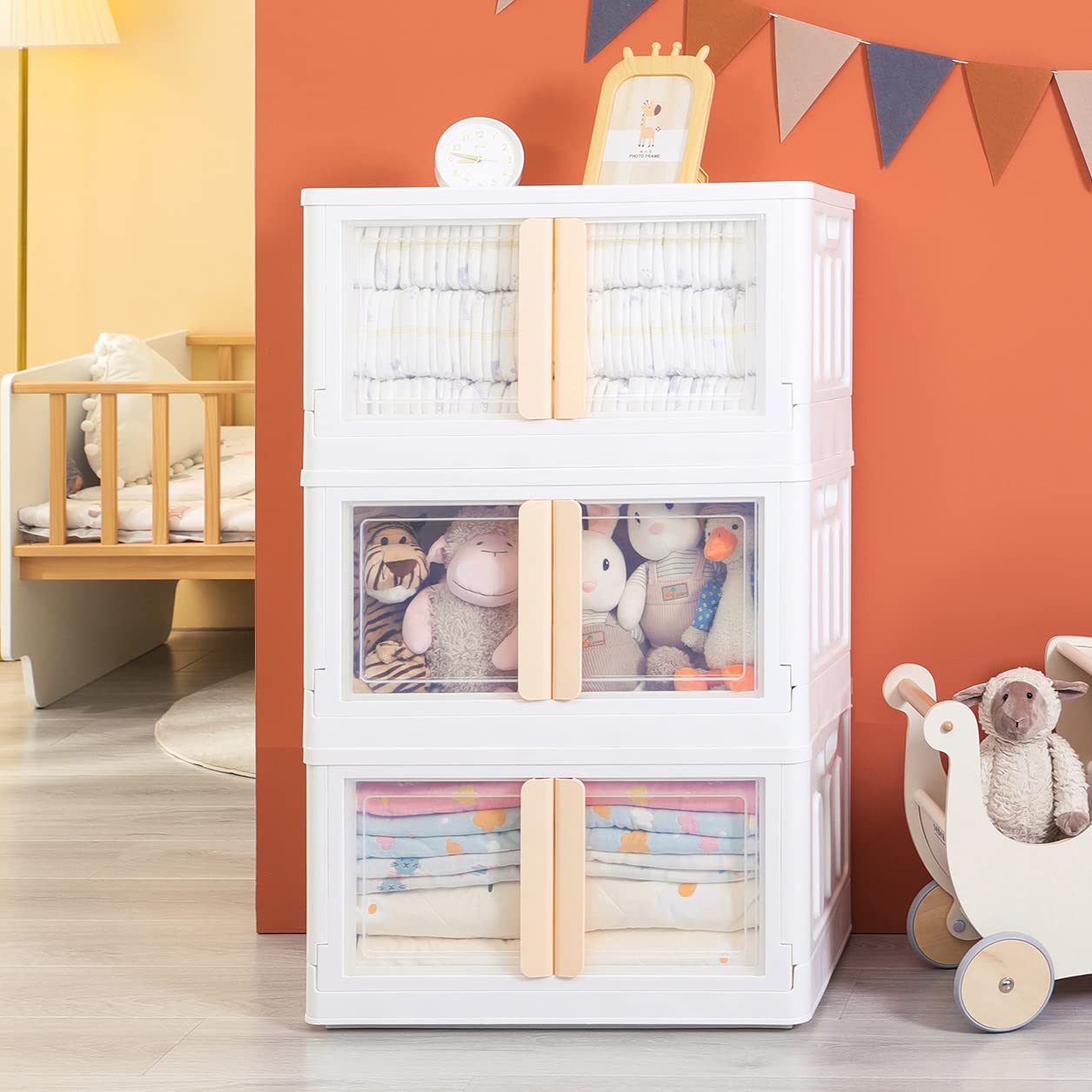 YouLike 3PACK XLarge Collapsible Storage Bins with Lids and Wheels for