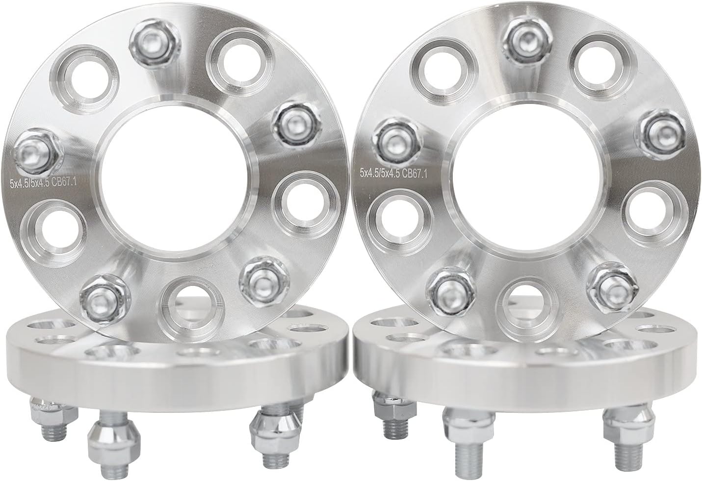 4 QTY Wheel Spacers 20mm - 5x4.5 (5x114.3) to 5x4.5 bolt patterns, 12x1.5 studs - Fits Hyundai Genesis Tiburon Veloster Kia Optima Soul Mazda 3 5 CX-5 Miata MX-6 Protege Jeep Compass Patriot and More