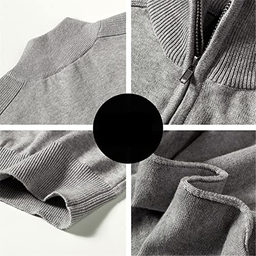 Pull en coton pour homme ample XXL col protecteur demi-zip noir