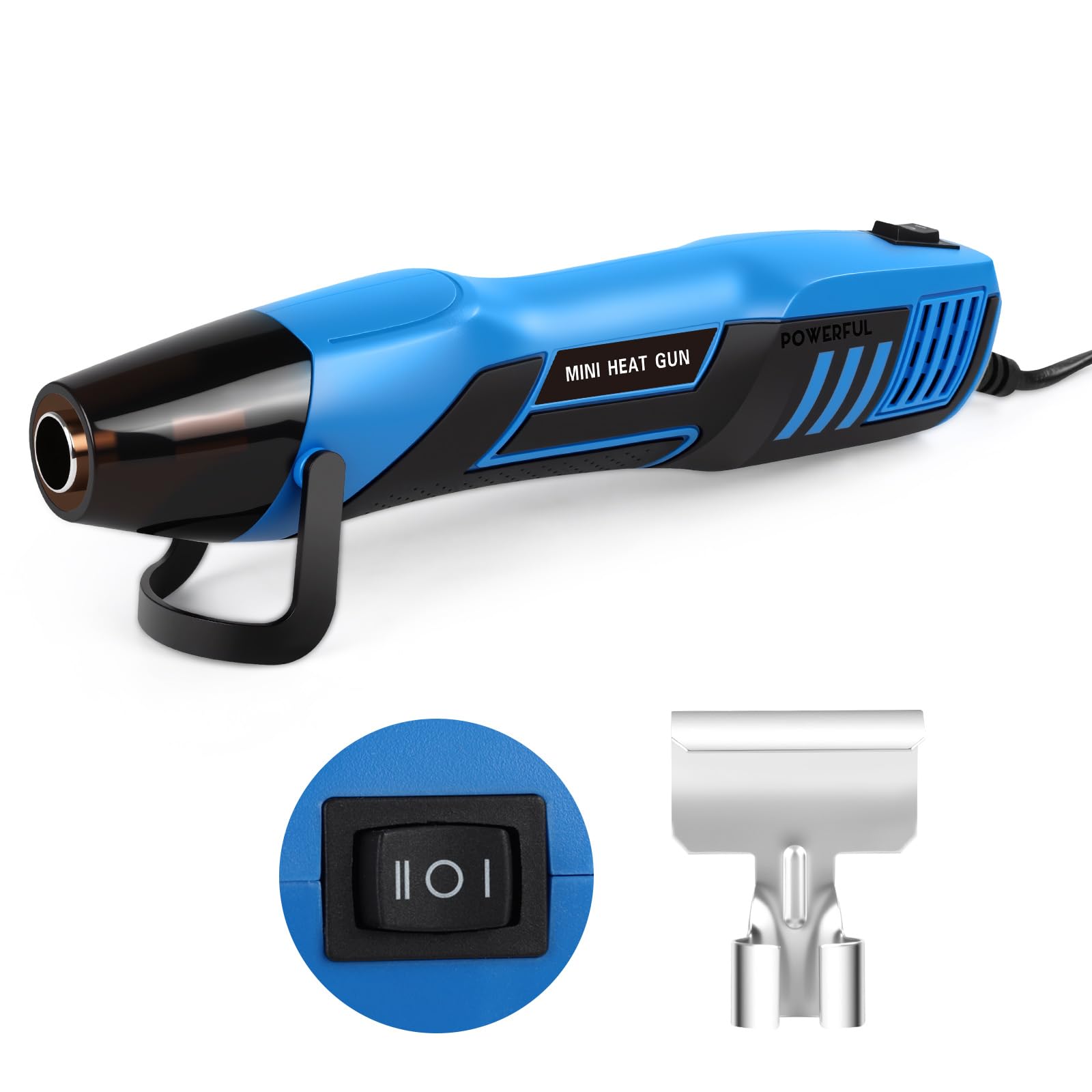 ミニ ヒートガン 350W エンボスヒーター 小型ヒートガン 250℃-400℃ 2段階加熱可能 急速加温 レジン気泡とり ステッカー剥がし 接合 補修 熱処理 乾燥 粘着 熱収縮チューブ DIY 手芸用 熱工具