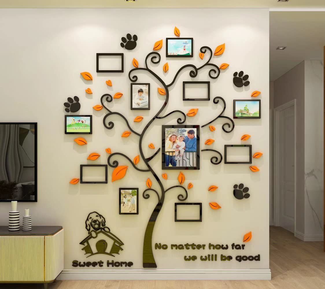 Adesivi Murali Albero Della vita Adesivo da Parete 3D DIY Famiglia Cornice Albero Adesivo Muro per Foto per Camera da Letto Soggiorno Divano (XXL:220 * 181cm)