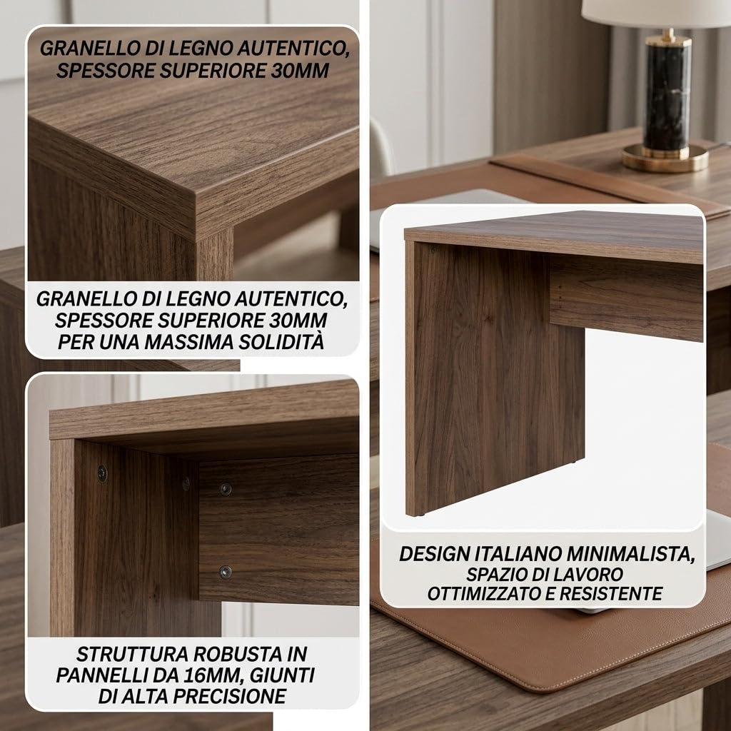 HEMAX Scrivania da Ufficio e Studio in Legno Truciolare – K51104 | Spessore 30/16mm, Tavolo da Lavoro per Computer e Postazione PC, Design Moderno per Camera da Letto e Smart Working