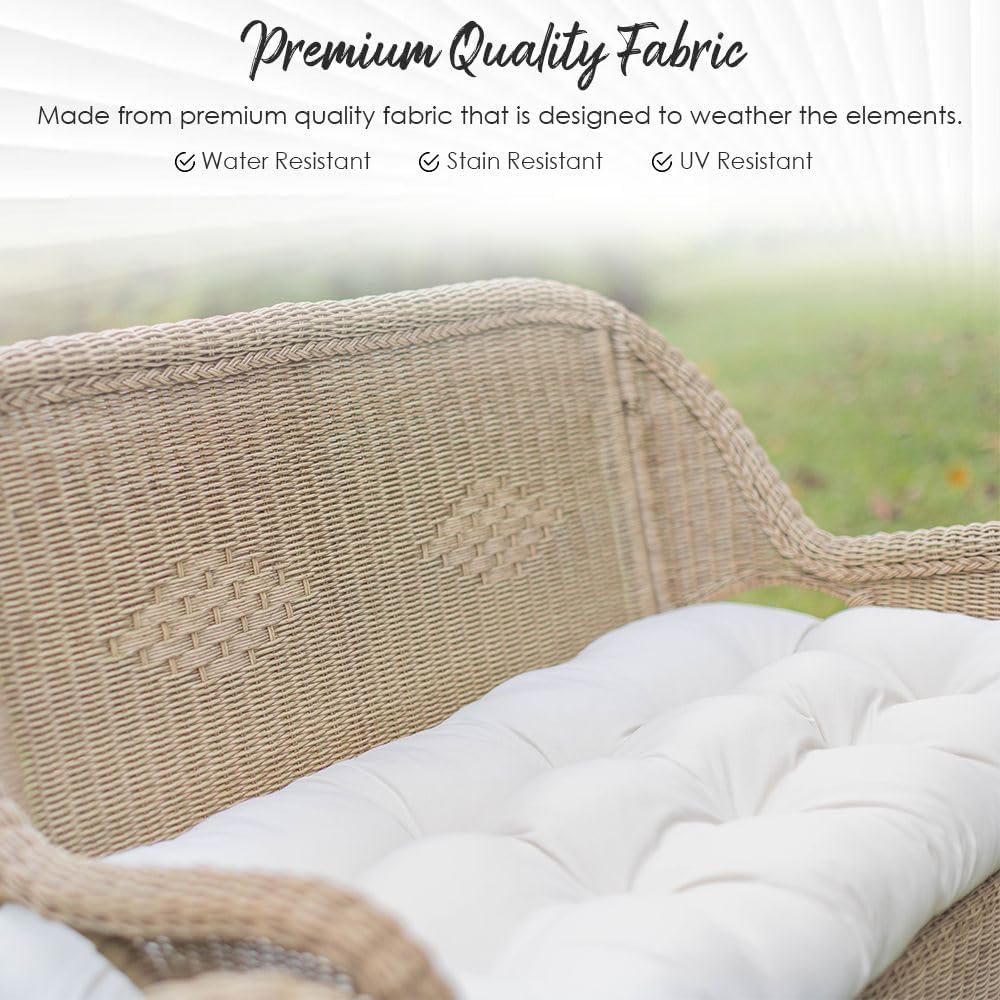 RSH DECOR: Set of 2 Indoor Outdoor Tufted U-Shape Wicker Patio Chair Seat Cushions | All Weather, Water & Fade Resistant Polyester Fabric | 19”x19” | Matte Black Geometric
