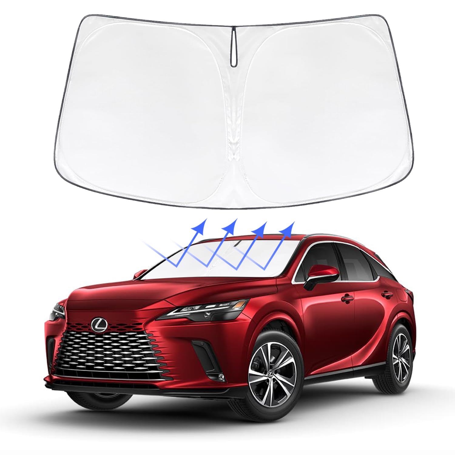 Windshield Sun Shade Custom Fit Compatible with Lexus RX 2016-2025 Updated Foldable Window Sunshade Auto Heat Shield Sun Visor Protector Blocks UV Rays Keep Your Car Cooler