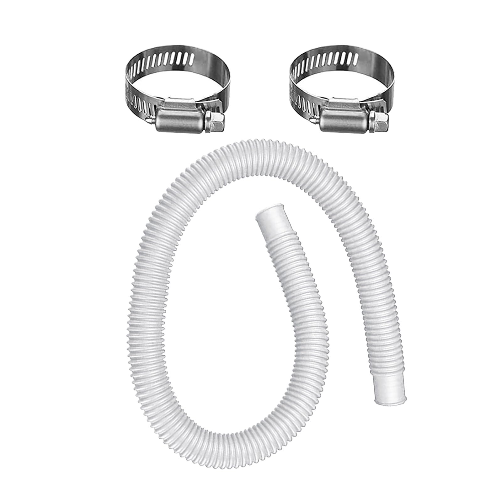 Pool Vacuum Hose with Metal Clamp, Flexible Swimming Pool Cleaning Hose (1, White 1M)