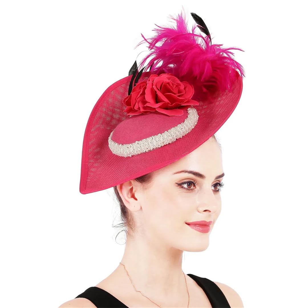 Cappello da donna blu reale Big Derby fascinator elegante piume Fedora Cap per accessori per capelli