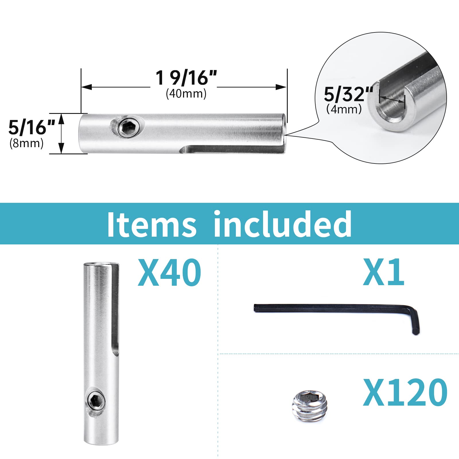 Buy Muzata 40Pack 1/8" Swageless Invisible Cable Railing Kit Toggle