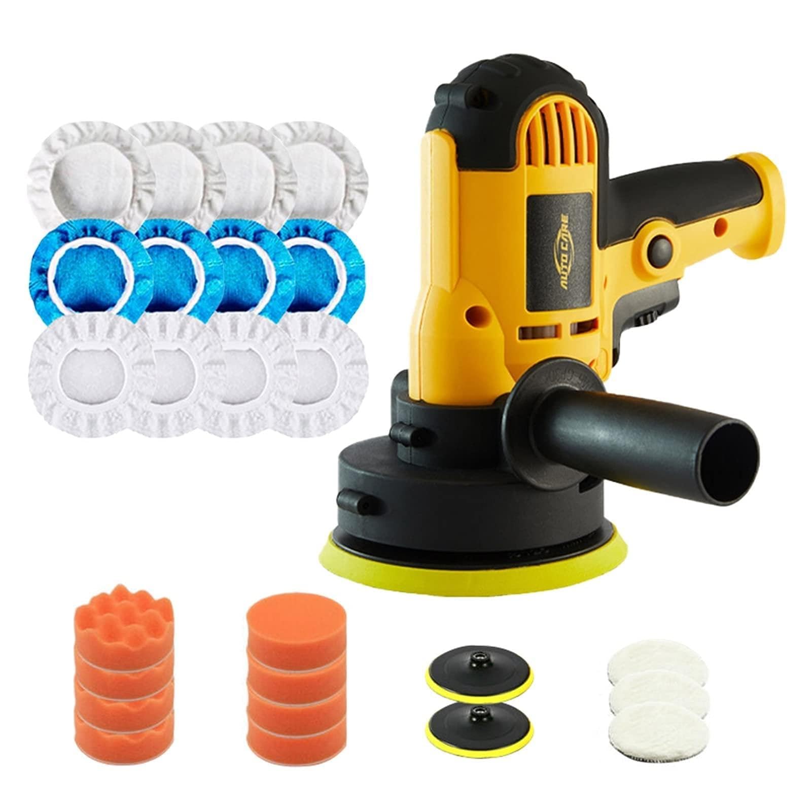 LNHHG Electric Car Polishing Machine Small Polisher 600W Portable Auto Polish Waxer Sanding Tool(Plus 24pcs pad)