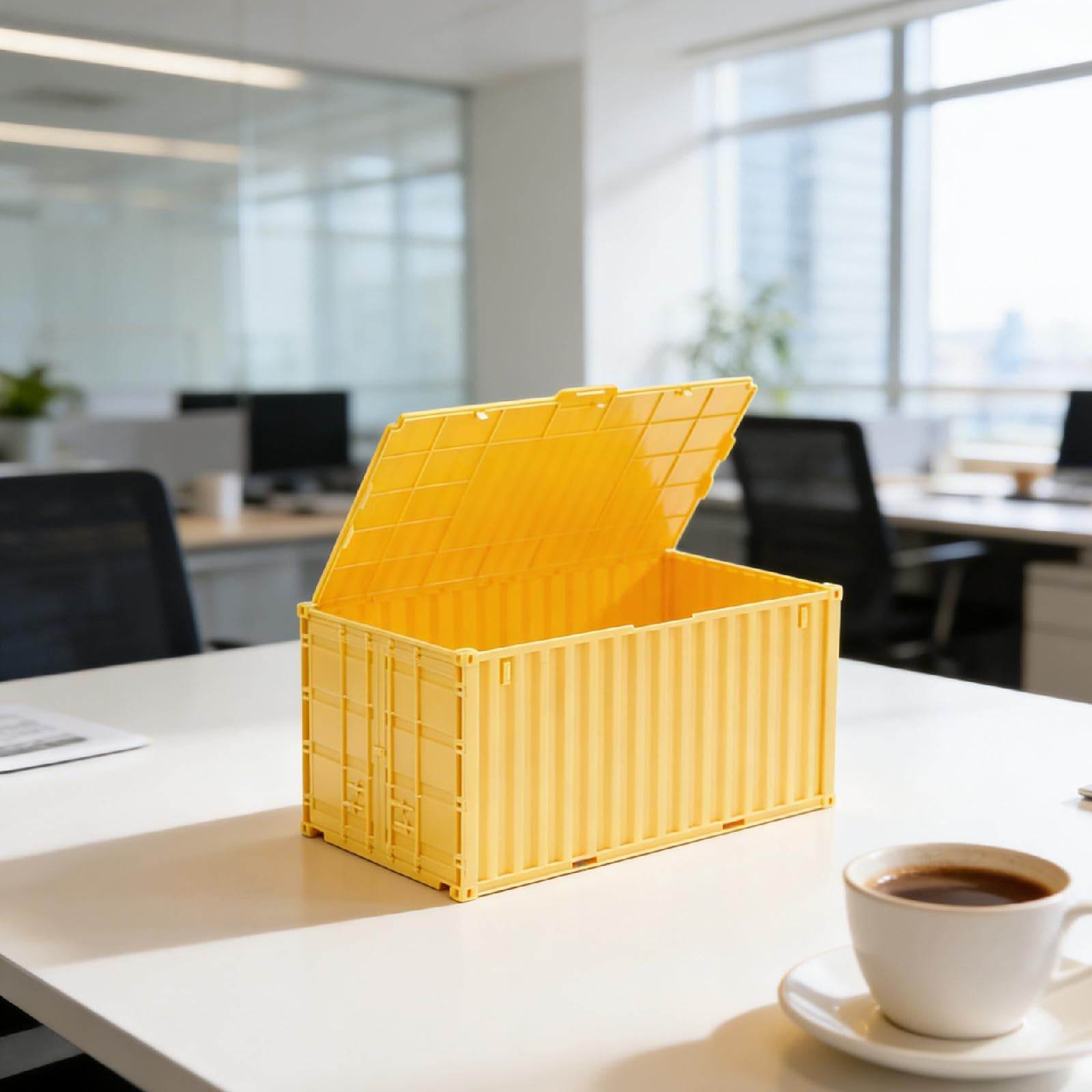 Miniature Conteneur Miniature Conteneur Industriel Mini Boîte Rangement Organisateur Créatif Industriel Matériau Pp Convient à L'Organi, Jaune