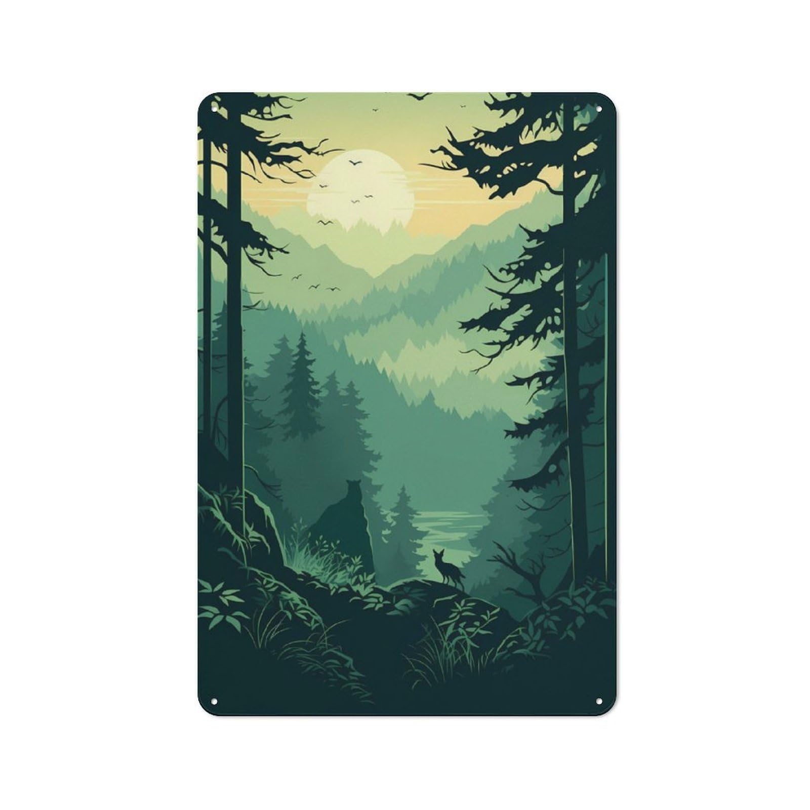 Junmoney Forest Life Retro Metal Wall Sign 30X20cm Featuring For Hallway Wall, For Garage, Workshop And Man Cave Decoration