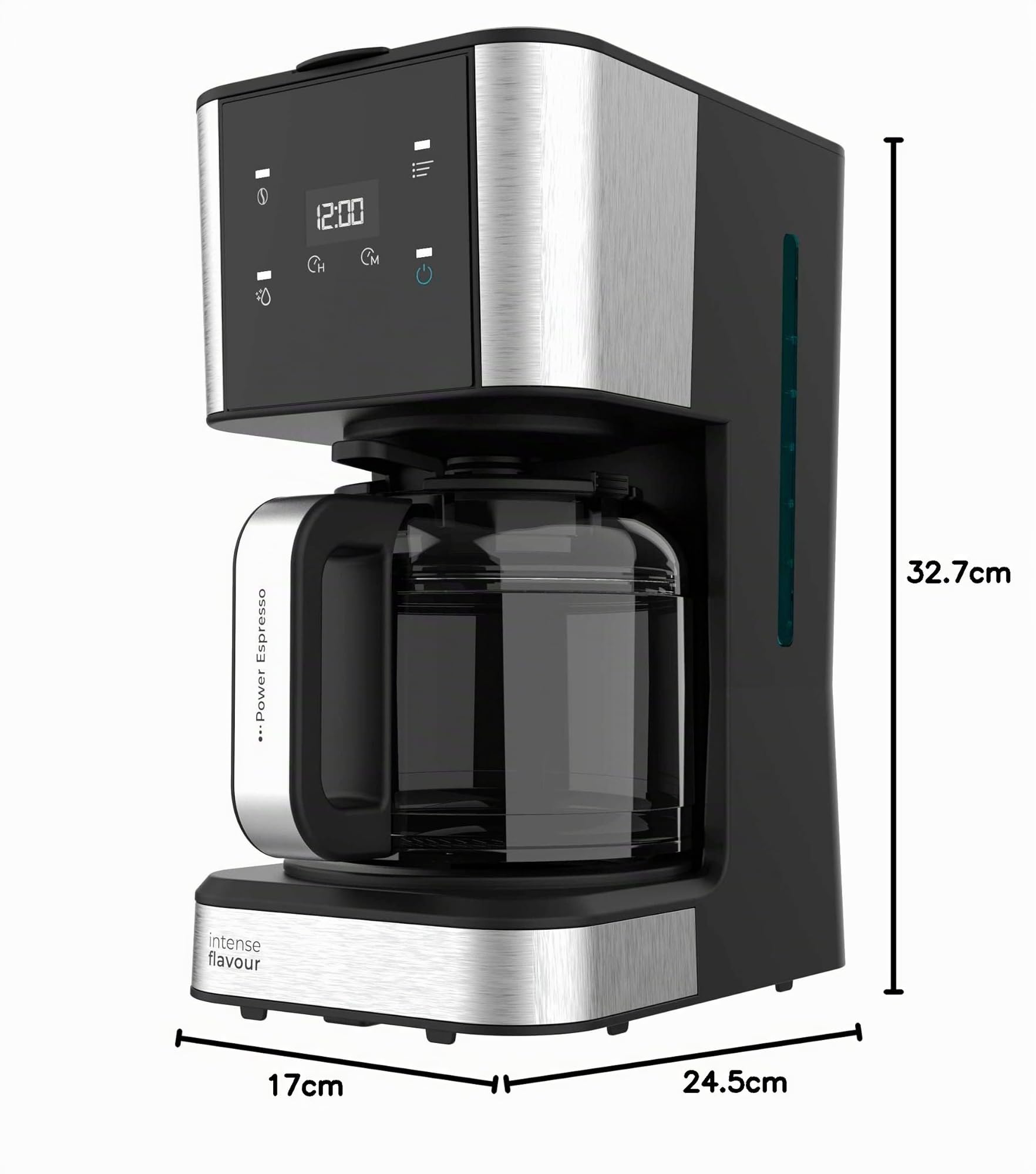 Cecotec Macchina Caffè Americano - Caffettiera a Goccia Coffee 66 Drop & Touch. 950 W, 1,5 L, 12 Tazze, Pannello tattile, Caraffa in vetro, Timer 24h, 6 interruttori, Filtro a rete riutilizzabile