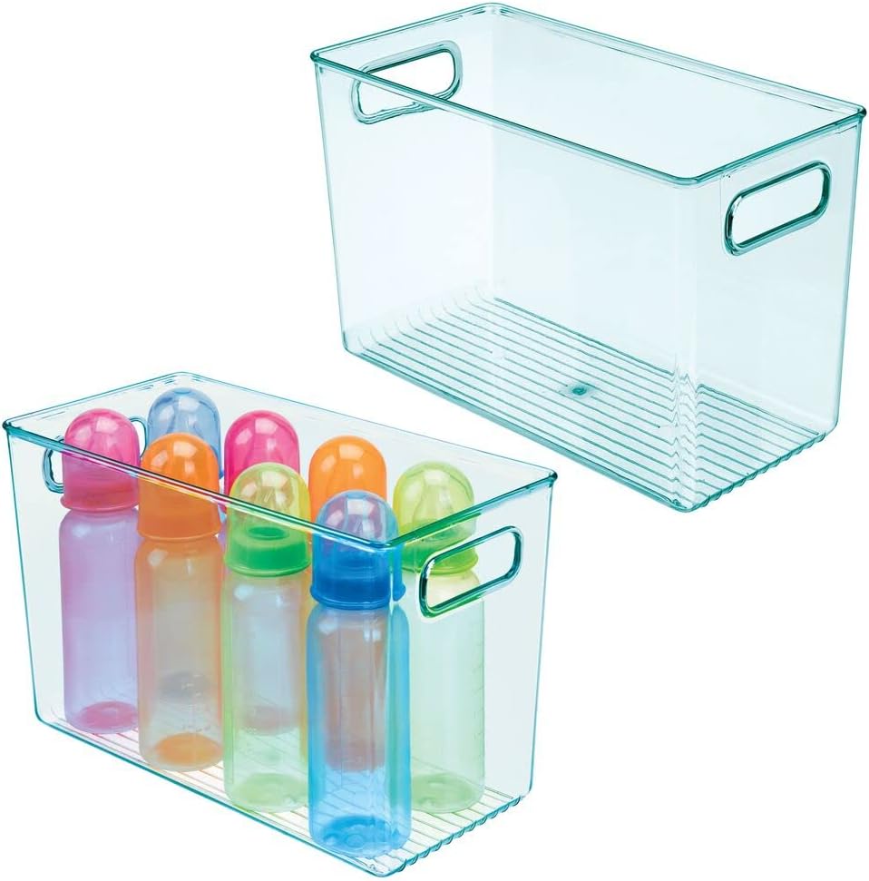 mDesign Plastic Storage Organizer Bin with Handles for Baby