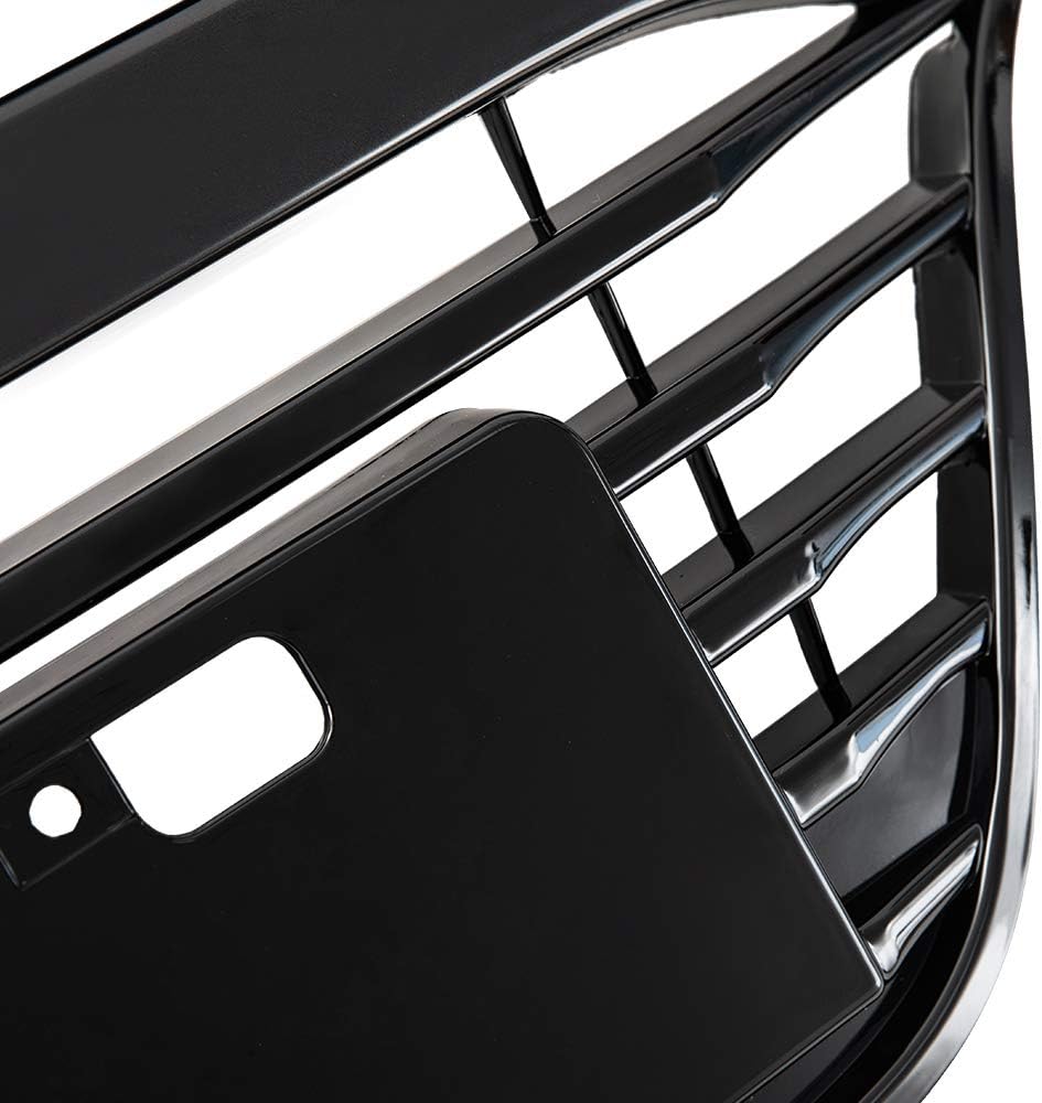 PIT66 Full Black & Chrome Front Upper Grille Compatible with Honda 2016-2018 HRV HR-V Grill