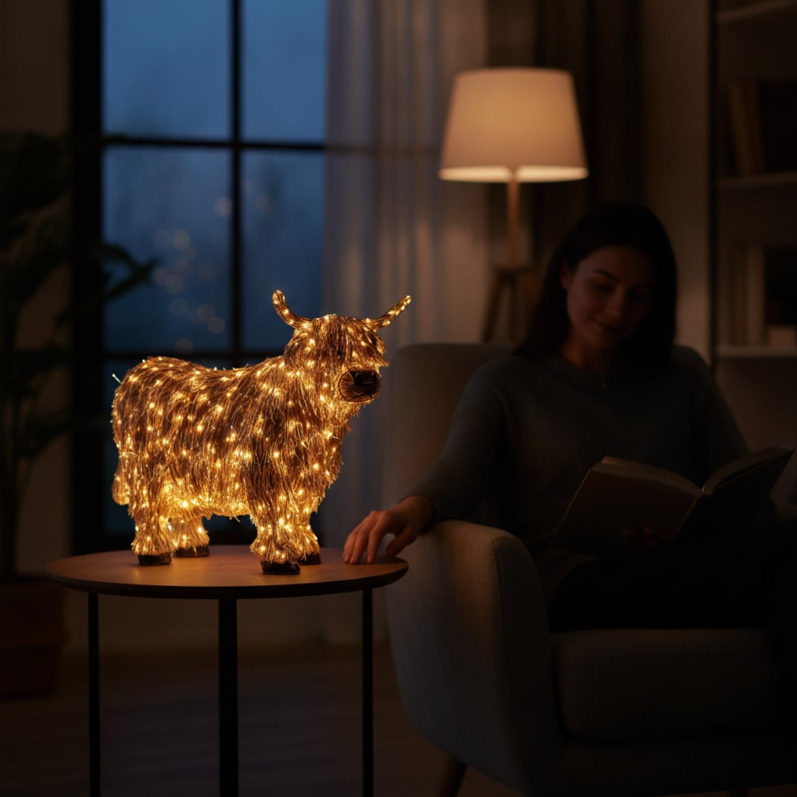 Kuhfigur mit Beleuchtung Glowing Kuhfigur Gemütlich Gebirgsregion-Kuh für Dekoliebhaber, Garten