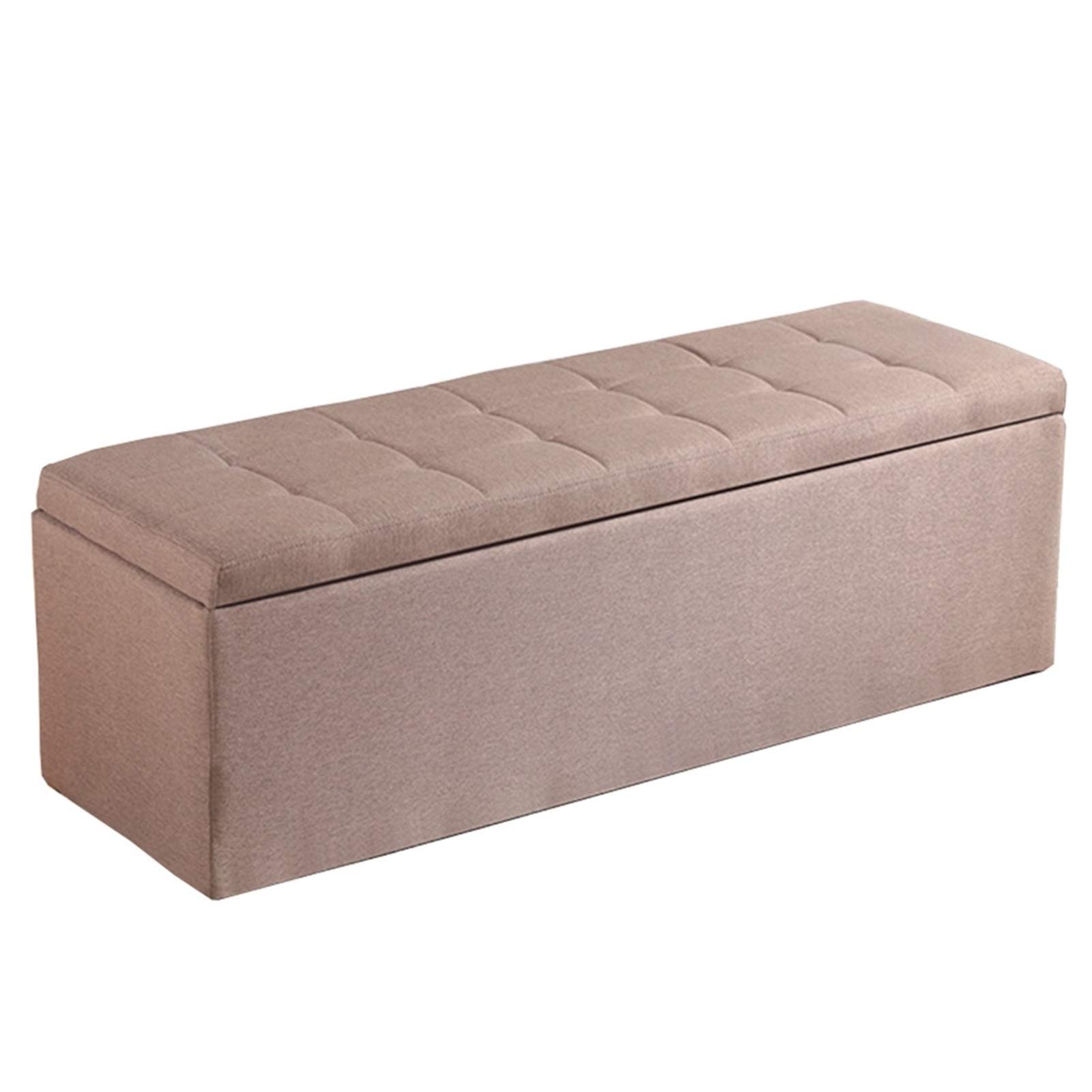 Pouf en lin multifonctionnel marron pour changer de chaussures
