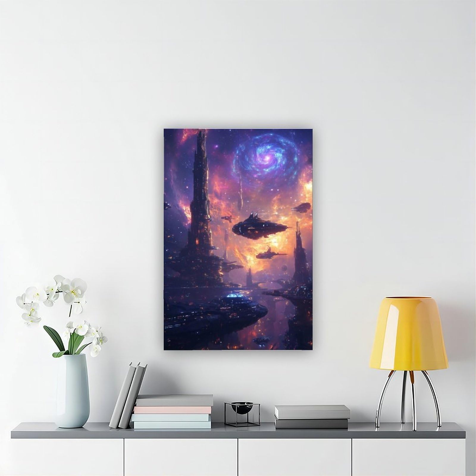 Poster su tela con scena interstellare di fantascienza surreale, poster artistico da parete, stampa per soggiorno, camera da letto, 60 x 90 cm