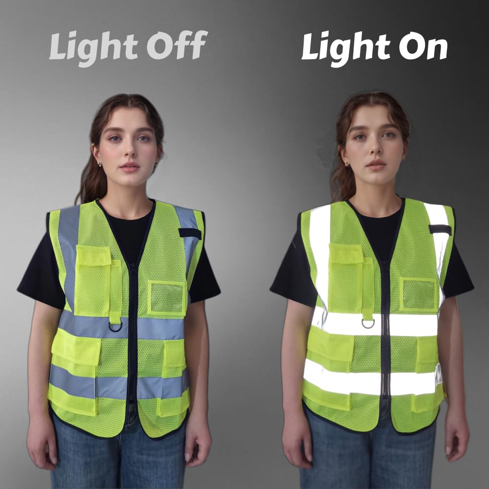 Chaleco de seguridad de alta visibilidad para todos, chaleco de trabajo reflectante con tiras de alta visibilidad para equipos de carretera y exteriores
