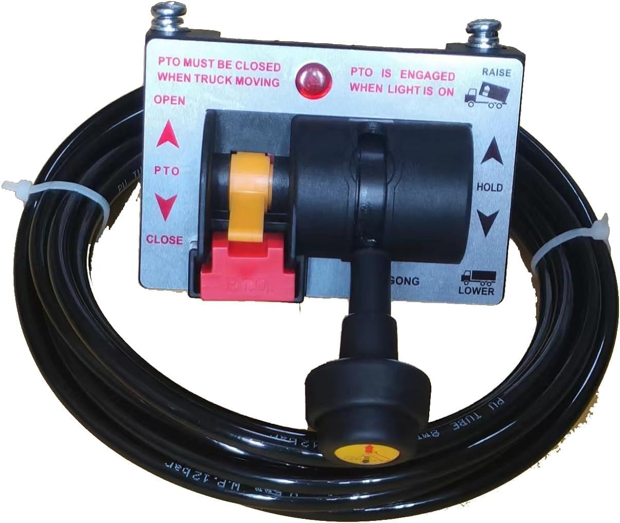 PTO Control Switch Set for Dump Pump, PTO Switch Dual Valve Air Kit With Kickout, Pneumatic Control for Dump Truck Tipper (Valve+Console Tower)