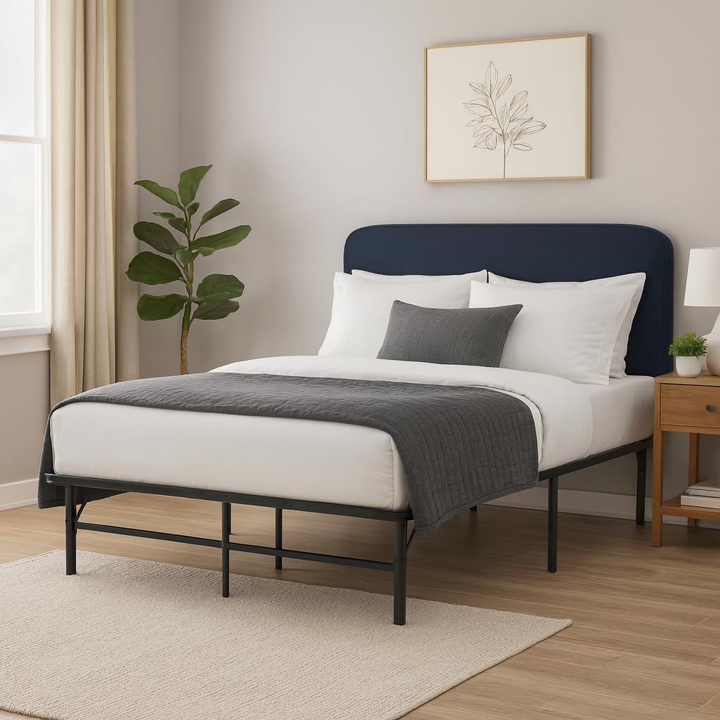 Naomi Home Foldable Queen Metal Bed Frame with 13-Inch Underbed Storage, Fully Assembled Steel Platform No Box Spring Needed, Squeak-Free 600 lb Capacity for Stress-Free Setup and Small Spaces, Black