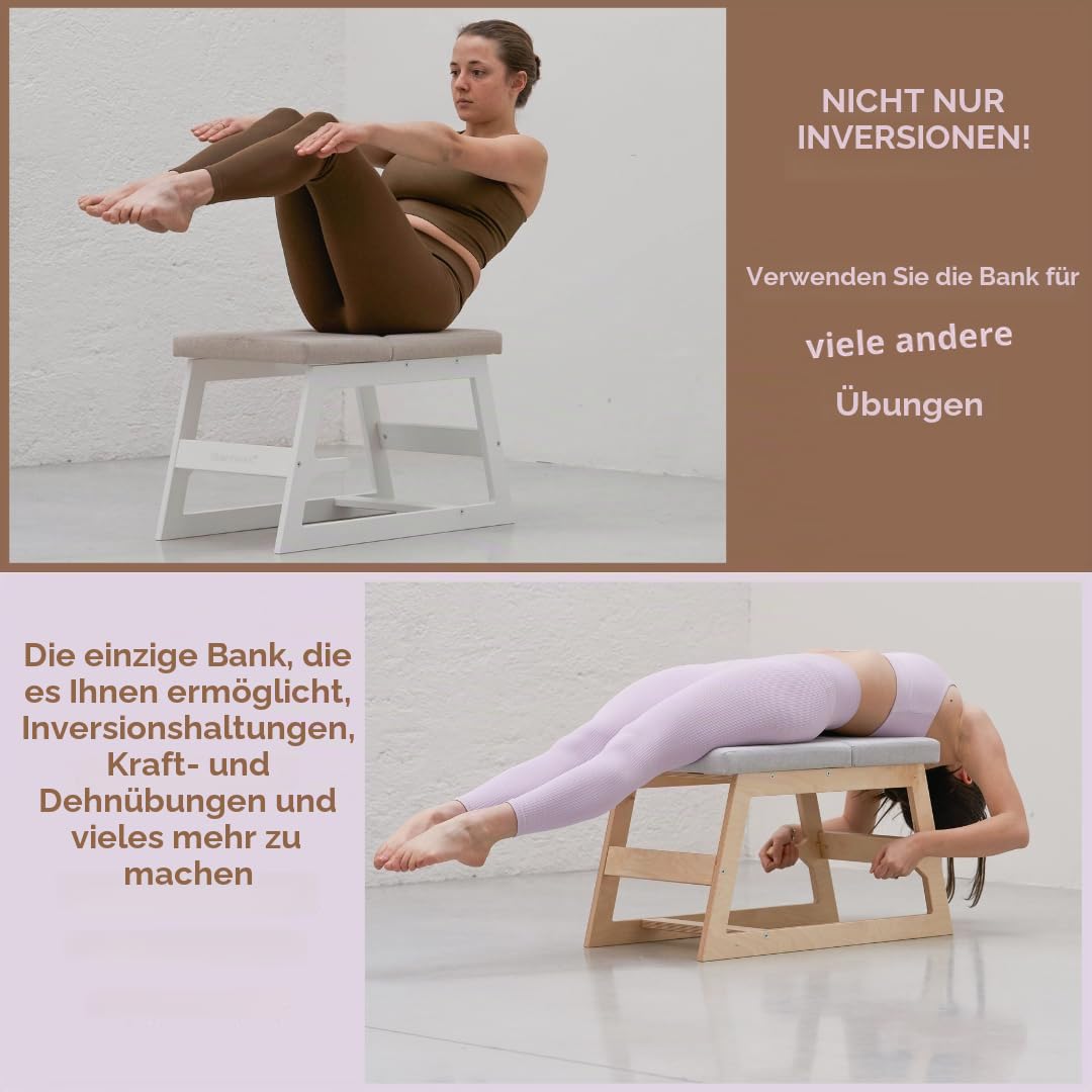 Meanwsood Kopfstandhocker Yoga stuhl Yoga hocker Fitnessbank Einfache und sichere Umkehrungen Made in Italy (Natürliche Version)