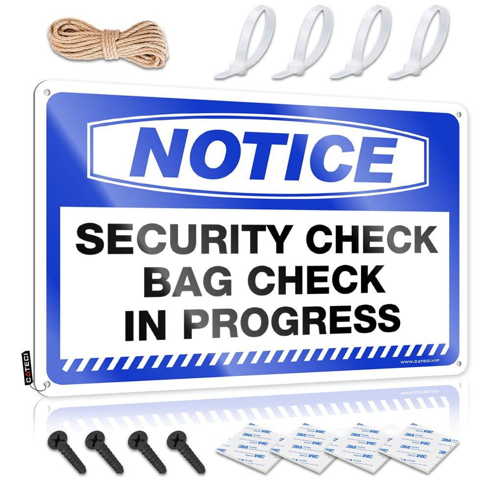 Mwfkkaddb Men's One Color Cool Room Accessories For Teens Boys Notice Security Check Bag Check In Progress Tin Sign Tin Metal Bar Signs Home Tin Sign(30X40cm)
